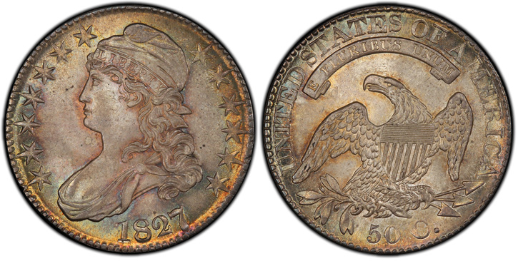 1827/6 Capped Bust Half Dollar. O-102. MS-66 (PCGS).